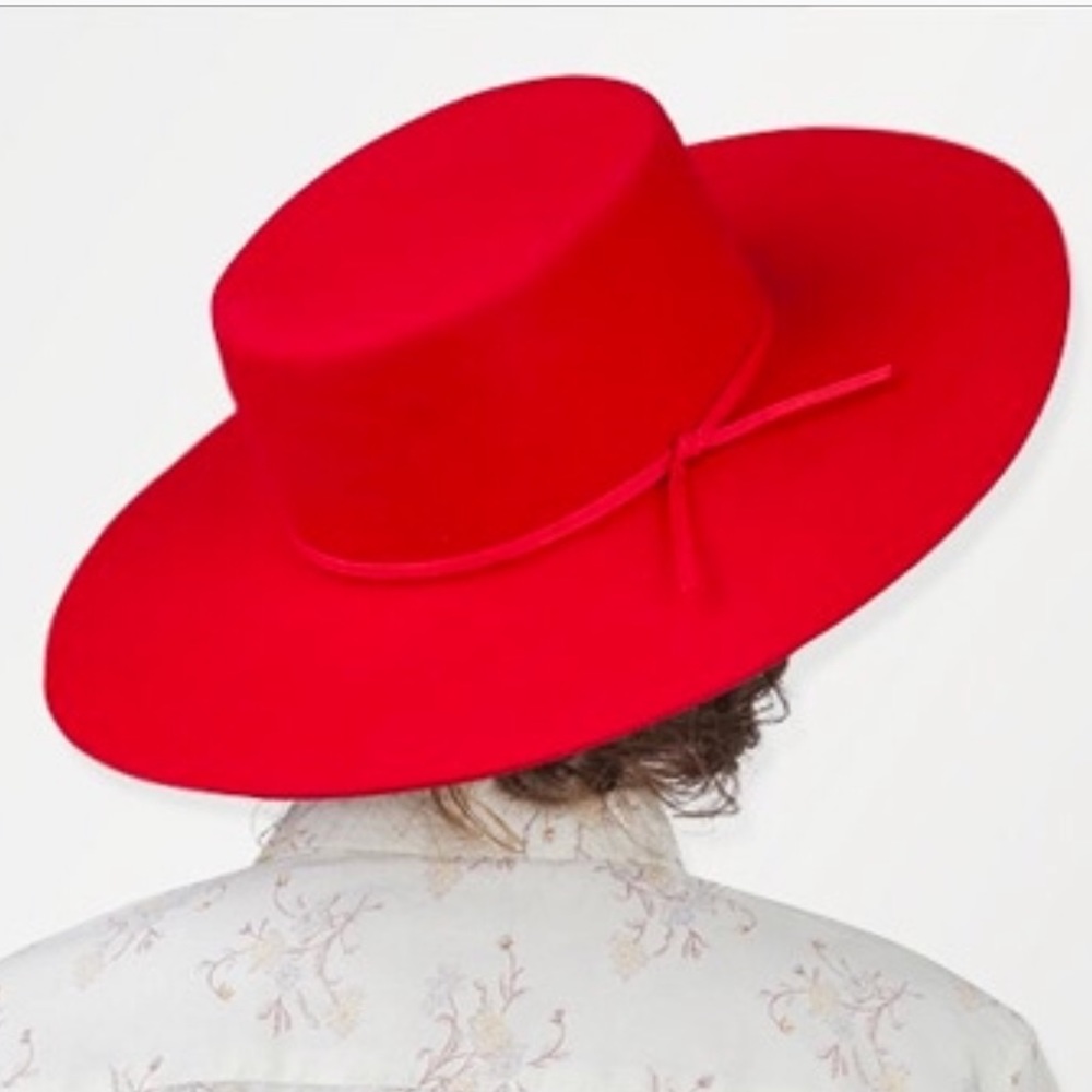 Brixton Wide-Brim Red Wool Hat